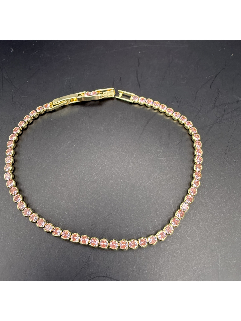 candy+clover light pink gold tone tennis bracelet